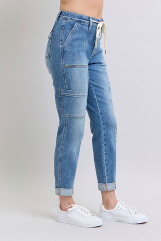 Clayton High Rise Cuffed Cargo Denim Jogger-Womens-Ave Shops-Motis & Co Boutique, Women's Fashion Boutique in Carthage, Missouri