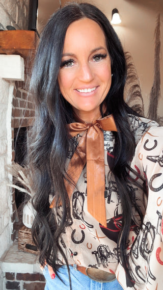 Westy Horseman Short Sleeve Blouse-Short Sleeves-2 Fly-Motis & Co Boutique, Women's Fashion Boutique in Carthage, Missouri