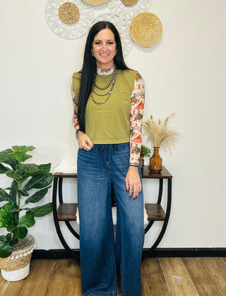 Amie Garment Dyed Muscle Tee - Green-Short Sleeves-S&S-Motis & Co Boutique, Women's Fashion Boutique in Carthage, Missouri