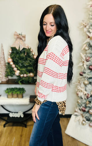 Randi Textured Stripe Red Pullover Sweater-Sweaters-staccato-Motis & Co Boutique, Women's Fashion Boutique in Carthage, Missouri