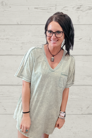 Stepping Out Casual T-Shirt Dress Sage-Dresses-Very J-Motis & Co Boutique, Women's Fashion Boutique in Carthage, Missouri