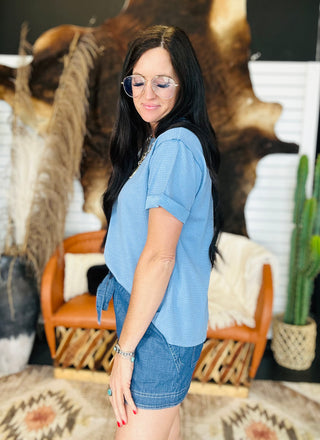 Wendy Waffle Knit Basic Top-Short Sleeves-Dear Scarlett-Motis & Co Boutique, Women's Fashion Boutique in Carthage, Missouri