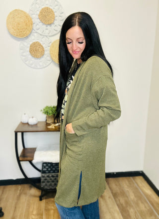 Long Sleeve Long Cardigan Olive - Jordan-Cardigans-Dear Scarlett-Motis & Co Boutique, Women's Fashion Boutique in Carthage, Missouri