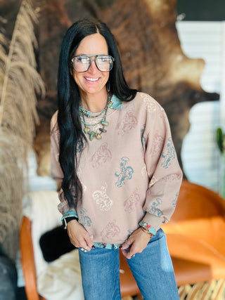 Clara Cowboy Print Sweatshirt