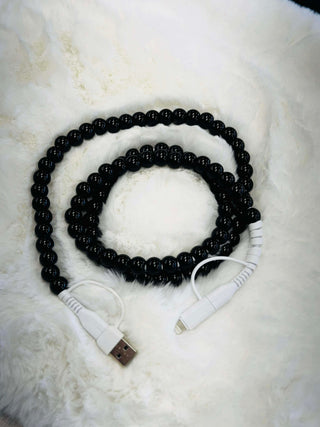 Black Beaded Phone Charger-Phone Accessories-Hotline-Motis & Co Boutique, Women's Fashion Boutique in Carthage, Missouri