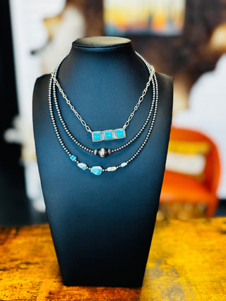 Mesa Golden Hills Turquoise and Pearl Necklace