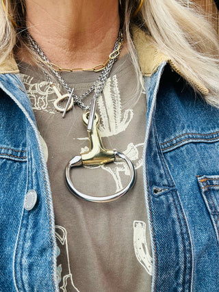 Toggle Mixed Metal Snaffle Bit Necklace-Necklaces-V2-Motis & Co Boutique, Women's Fashion Boutique in Carthage, Missouri