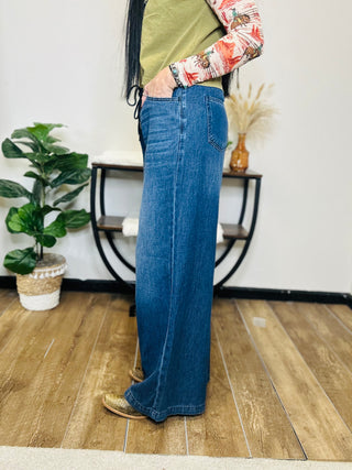 Wade Wide Leg Judy Blue Palazzo Jeans-Pants-Judy Blue-Motis & Co Boutique, Women's Fashion Boutique in Carthage, Missouri