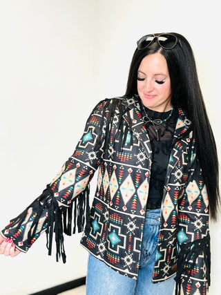 Jolene Western Fringe Jacket-Blazers-Rowdy Crowd-Motis & Co Boutique, Women's Fashion Boutique in Carthage, Missouri