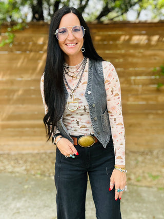 Bev Black Denim Boot Stitch Vest-Vests-Turquoise Haven-Motis & Co Boutique, Women's Fashion Boutique in Carthage, Missouri