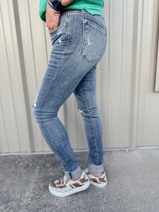 Cliff Cuffed Destroyed Skinny Jeans-Jeans-Judy Blue-Motis & Co Boutique, Women's Fashion Boutique in Carthage, Missouri