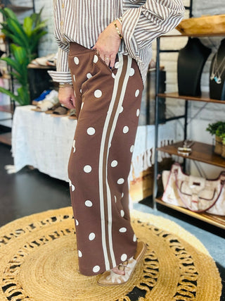 Nico Brown Polka Dot Wide Leg Pants
