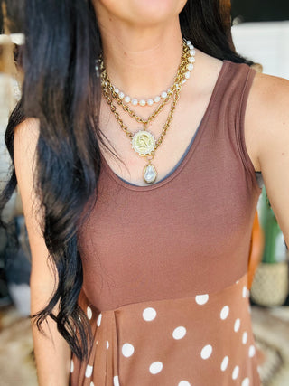 Porsha Polka Dot Brown Dress-Dresses-Jodifl-Motis & Co Boutique, Women's Fashion Boutique in Carthage, Missouri