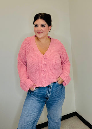 Oversize Rose Pink Cardigan - The Cher-Cardigans-POL-Motis & Co Boutique, Women's Fashion Boutique in Carthage, Missouri