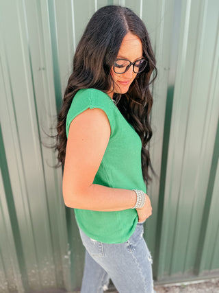 Kathrine Green Cap Sleeve Sweater Tee-Sweaters-Motis & CO-Motis & Co Boutique, Women's Fashion Boutique in Carthage, Missouri