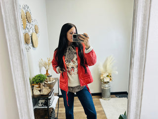 Quilted Drawstring Hem Jacket in Red - Flora-Jackets-HYFVE-Motis & Co Boutique, Women's Fashion Boutique in Carthage, Missouri