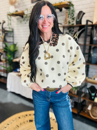 Landon Polka Dot Fleece Pullover-Pullovers-Papermoon-Motis & Co Boutique, Women's Fashion Boutique in Carthage, Missouri