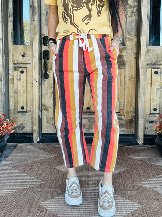 Mason Multi Striped Barrel Pants-Pants-Turquoise Haven-Motis & Co Boutique, Women's Fashion Boutique in Carthage, Missouri