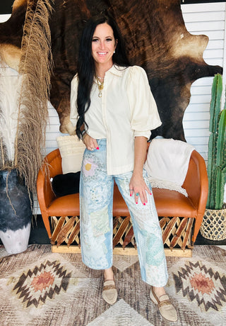 Patrick Patchwork Print Denim Jeans