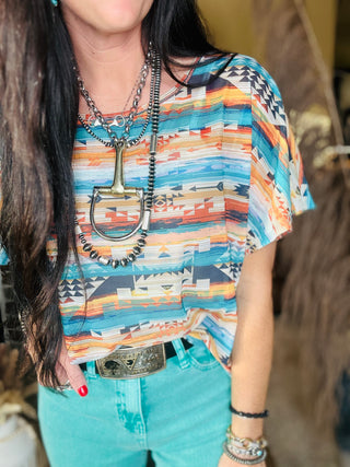 Aztec Daze Mesh Top-Short Sleeves-sterling kreek-Motis & Co Boutique, Women's Fashion Boutique in Carthage, Missouri