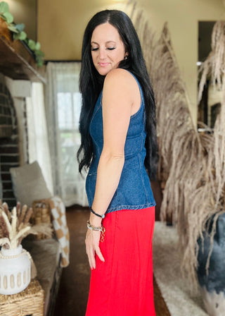 Bonnie Button Front Denim vest-sleeveless-HYFVE-Motis & Co Boutique, Women's Fashion Boutique in Carthage, Missouri