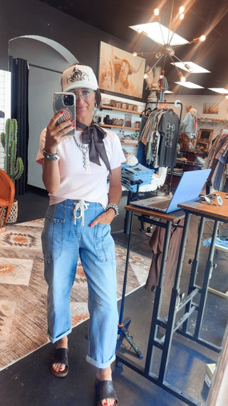 Yoakum Western Ribbed Basic Tee-Short Sleeves-2 Fly-Motis & Co Boutique, Women's Fashion Boutique in Carthage, Missouri