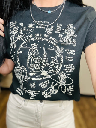 XOXO Code of the West Vintage Boxy Tee-Graphic Tees-XOXO ART & Co-Motis & Co Boutique, Women's Fashion Boutique in Carthage, Missouri