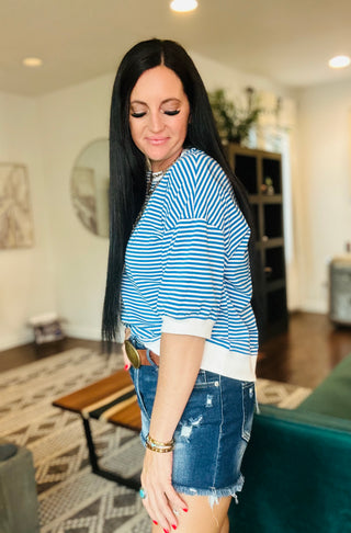 Jacy Striped Banded Top-Short Sleeves-Zenana-Motis & Co Boutique, Women's Fashion Boutique in Carthage, Missouri