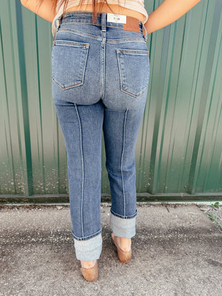 Shawn Front Seam Cuffed Straight Jeans-Jeans-Judy Blue-Motis & Co Boutique, Women's Fashion Boutique in Carthage, Missouri