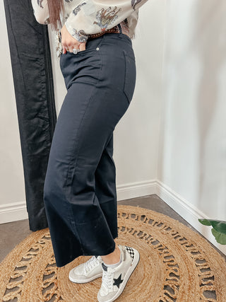 Justin High Rise Flare Cropped Pant Black-Pants-Zenana-Motis & Co Boutique, Women's Fashion Boutique in Carthage, Missouri