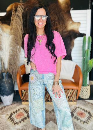 Patrick Patchwork Print Denim Jeans