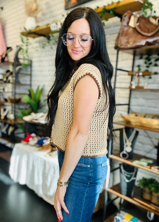 Chloe Crochet Boxy Vest-Short Sleeves-blu pepper-Motis & Co Boutique, Women's Fashion Boutique in Carthage, Missouri