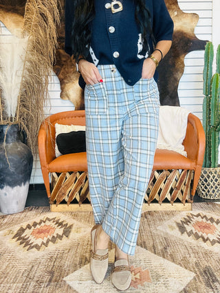 Aden Blue Plaid Cropped Pants-Pants-ee: some-Motis & Co Boutique, Women's Fashion Boutique in Carthage, Missouri