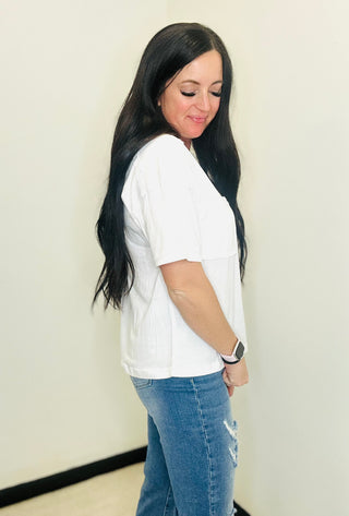 Keep It Simple Pocket Tee White-Short Sleeves-Very J-Motis & Co Boutique, Women's Fashion Boutique in Carthage, Missouri