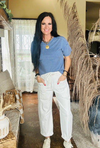 Clay Cropped Barrel Cargo Jeans-Jeans-Risen-Motis & Co Boutique, Women's Fashion Boutique in Carthage, Missouri