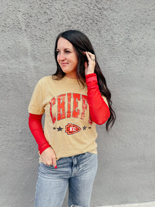 Chiefs Arrowhead Gold Graphic Tee-Graphic Tees-Southern Babe Wholesale-Motis & Co Boutique, Women's Fashion Boutique in Carthage, Missouri