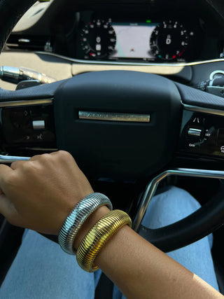 Gold Water Resistant Bangle Bracelet | The Emma-Bracelets-ChanSutt-Motis & Co Boutique, Women's Fashion Boutique in Carthage, Missouri