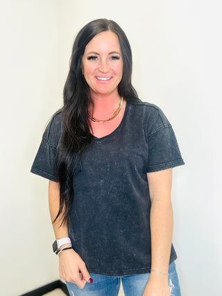 Renee Relaxed Pocket Tee Black-Short Sleeves-Very J-Motis & Co Boutique, Women's Fashion Boutique in Carthage, Missouri