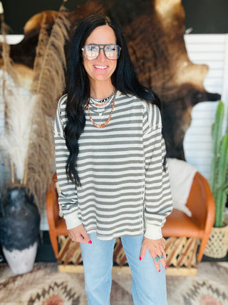Elizabeth Striped Waffle Top