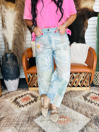 Patrick Patchwork Print Denim Jeans