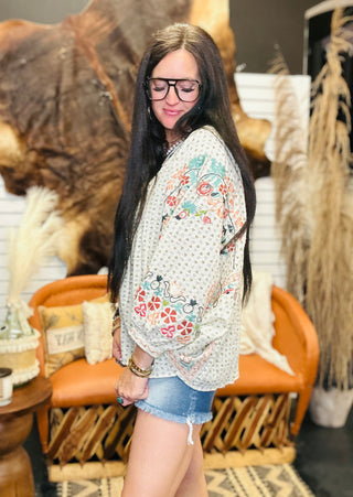 Bethany Boho Embroidered Blouse-Short Sleeves-EASEL-Motis & Co Boutique, Women's Fashion Boutique in Carthage, Missouri