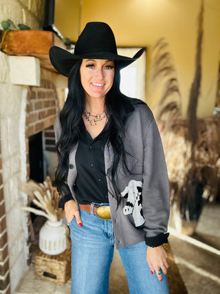 Black Baldy Cattle Cardigan-Cardigans-2 Fly-Motis & Co Boutique, Women's Fashion Boutique in Carthage, Missouri