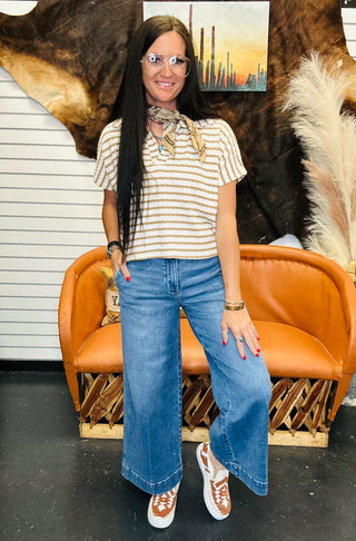 Robin Short Sleeve Striped Top-Short Sleeves-Zenana-Motis & Co Boutique, Women's Fashion Boutique in Carthage, Missouri