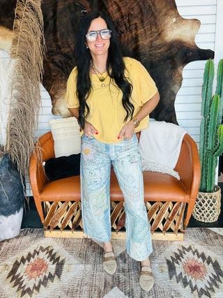 Patrick Patchwork Print Denim Jeans