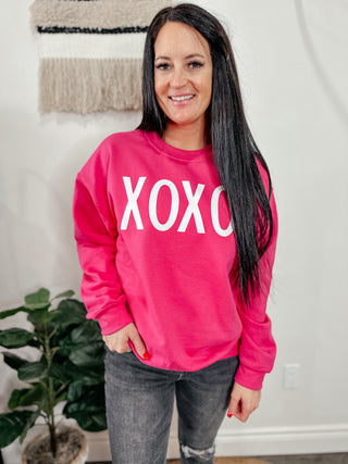 XOXO Pink Sweatshirt-Pullovers-Motis & CO-Motis & Co Boutique, Women's Fashion Boutique in Carthage, Missouri