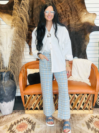 Aden Blue Plaid Cropped Pants-Pants-ee: some-Motis & Co Boutique, Women's Fashion Boutique in Carthage, Missouri