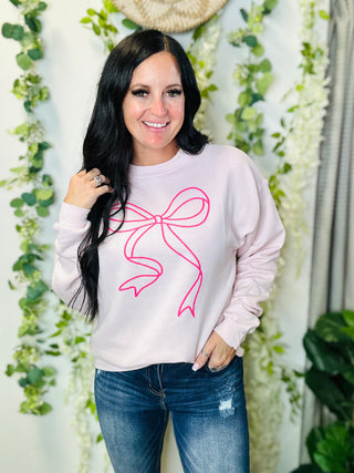 Bailey Bow Pink Sweatshirt-Pullovers-Motis & CO-Motis & Co Boutique, Women's Fashion Boutique in Carthage, Missouri