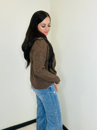 Half Zip Collared Sweater Brown - Ember-Sweaters-Zenana-Motis & Co Boutique, Women's Fashion Boutique in Carthage, Missouri