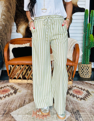 Griffin Green Striped Wide Leg Pants-Pants-blu pepper-Motis & Co Boutique, Women's Fashion Boutique in Carthage, Missouri
