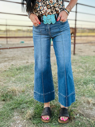 Rip Medium Wash Wide Leg Jeans-Jeans-Risen-Motis & Co Boutique, Women's Fashion Boutique in Carthage, Missouri